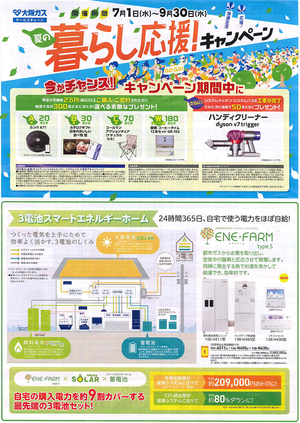 大阪ガス 夏の暮らし応援キャンペーン！2020年9月30日（水）まで